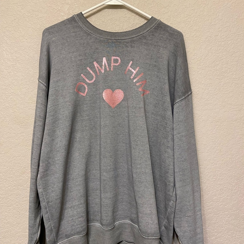 Gray Sweatshirt with Pink Print